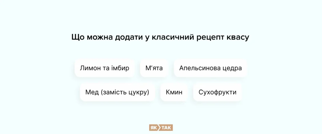 Додатки для більш оригінального смаку квасу
