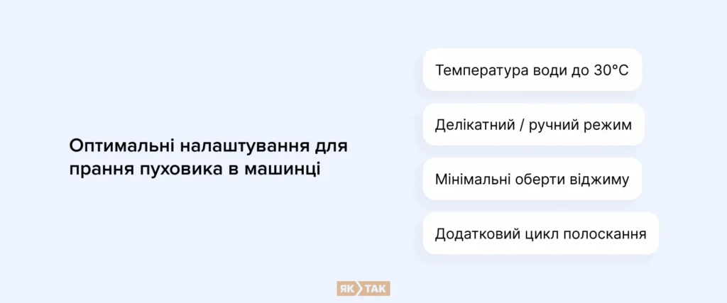 Оптимальні налаштування для прання пуховика в машинці