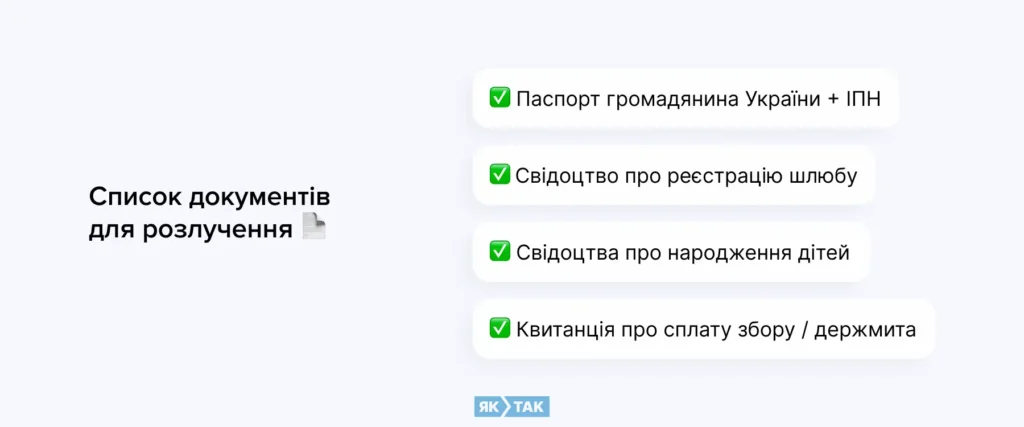 Список документів, які потрібні для розлучення в Україні